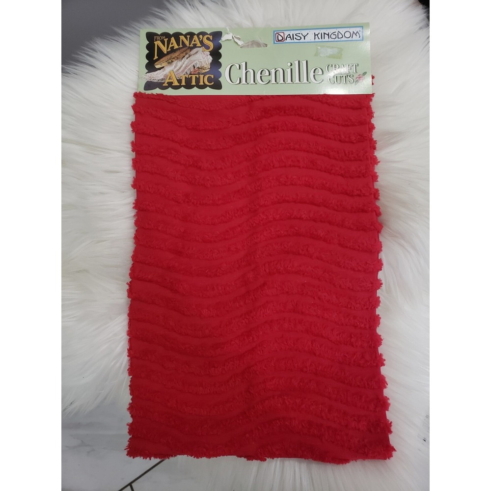 NEW 17x28" - Daisy Kingdom Nana's Attic Chenille Craft Cuts Fabric RED Christmas
